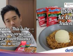 Nyeleneh! Pria Ini Makan Indomie Goreng Campur Es Krim