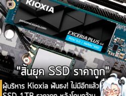 [News] ผู้บริหาร Kioxia ฟันธง! ไม่มีอีกแล้ว SSD 1TB ราคาถูก หลังโดนกว้านซื้อไปใช้กับ AI และอาจแพงถึงปีหน้า! . ดูเหมือนว่…